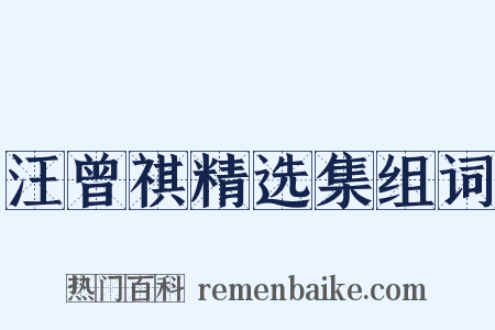 汪曾祺精选集组词是什么意思的图片